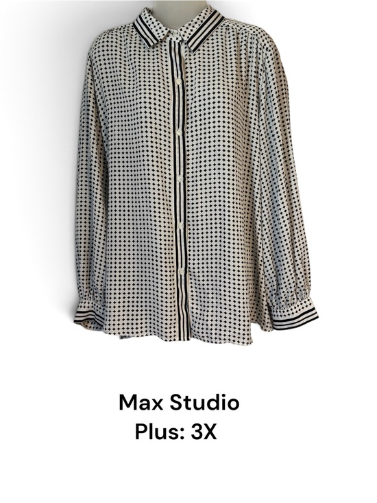 Max Studio Tops - Max Studio Black/White Diamond Print Blouse OFFICE PLUS: 3X #12